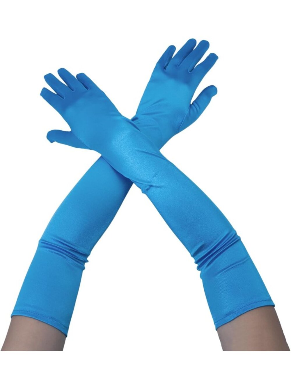 Women Turquoise Elbow Length 1920s Costume Halloween Long Opera Satin Gloves